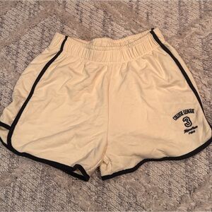 Zara Cream Athletic Shorts with Black Trim